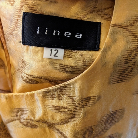 Vintage Linea sleeveless gold shift dress size UK 12. - Picture 4 of 6